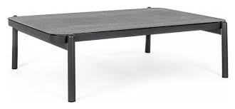 Tabletops with inset black colored glass. Bizzotto Homemotion Florencia 0662800 Fixed Table L 120 X 75 With Anthracite Painted Aluminum Structure And Anthracite Colored Natural Stone Glass Top Vieffetrade