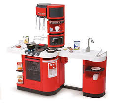 Smoby 311100 Cook Master Kuche Rot Schwarz Flexibel Eindrehbarer Seitenarm Fleisch Und Fisch Mit Verschiedenen Seiten Roh Und Gebrate Spielkuche Kuche Rot