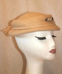 VINTAGE 50s Hat HENRY POLLAK Cloche Sandy Beige Wool "Thistle Down"