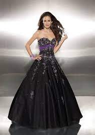 Black Dress With Purple Flowers Made Embroidery Sweetheart Purple Sash A Line Pro Purple Wedding Dress Black Wedding Dresses Unique Wedding Dresses Color