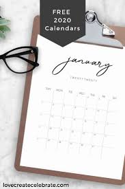 Free 2020 Calendar Printable Love Create Celebrate In 2020 Calendar Printables Calendar Organization Modern Calendar