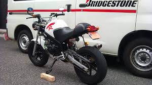 no 0153 ニックネーム ｄｕｃｋ ｓｐｅｅｄ 33 メーカー名 車種 年式 ｈｏｎｄａ モンキーr改 １９８７年３月 アピールポイント ｎｓｒ50 80用 ｆ足周り ｒ足回り移植 前後ディスクブレーキに タイヤサイズも12インチでサーキット 車種 タイヤ モーター
