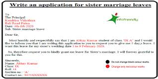 Check spelling or type a new query. Write An Application To Your Principal For Sister Marriage Leaves