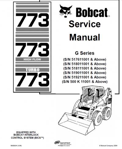 Manual De Serviços – Bobcat – Mini Carregadeira – 773 – 773 Hf – 773 Turbo