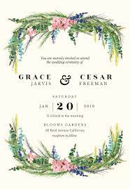Floral Pine Wedding Invitation Template Free Greetings Island Digital Wedding Invitations Templates Pine Wedding Invitations Rehearsal Dinner Invitation Template