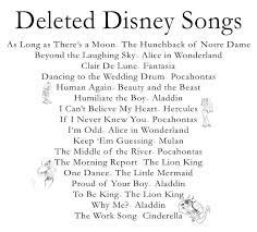 Deleted Disney Songs Disney Songs Songs Disney Love