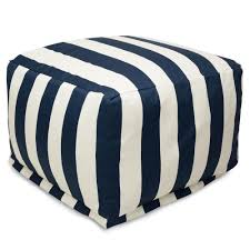 Black And White Striped Outdoor Ottoman Majestic Home Goods Navy Blue Vertical Stripe Indoor Outdoor Ottoman Cushion Outdoor Pouf Outdoor Ottomans Bean Bag Ottoman
