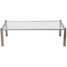 Goplus rectangular tempered glass coffee table end side table with shelf home furniture. Chrome And Glass Coffee Table For Sale At 1stdibs
