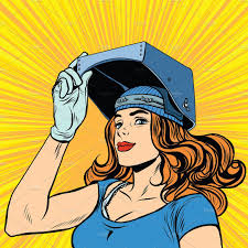 Retro Girl Welder Job Construction Women Welder Welding Art Welding Women