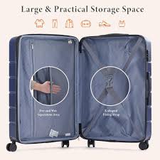 Amazon.com | Sweetcrispy Luggage, Hard Shell ABS Suitcases with Double  Spinner Wheels, Blue, 3-Piece Set (202428) | Luggage Sets