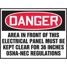 Whether you're repairing machinery or working with equipment, interacting with electric can be all electrical labels are manufactured and distributed from our garfield, new jersey facility. 3 1 2 Hx5 W Blk Red Wht Vinyl Danger Area In Front Of This Electrical Panel Osha Nec Regulations Adhesive Safety Label Fastenal