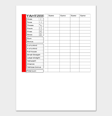 24 free yahtzee score sheets cards word pdf