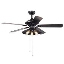 Upille 3 Light Metal 5 Blade 52 Inch Matte Black Ceiling Fan Walmart Com Black Ceiling Fan Ceiling Fan With Light Fan Light