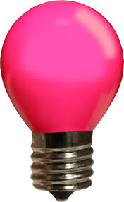 E17 Patio And Party Light Bulbs S11 Opaque Pink 10 Watt Replacement Bulbs
