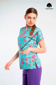 Scrub Top Medical Uniform Print Top Scrubs Desenli Forma Hastane Formasi Hemsire Formasi Veteriner Hekim Medical Uniforms Style Scrubs