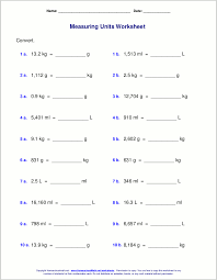 Metric Measuring Units Worksheets