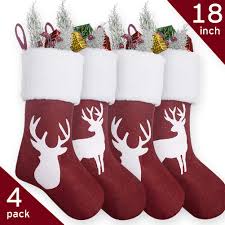 You can buy these cute personalized christmas stockings on amazon, etsy, and more. Sooez Christmas Stockings 4 Pack 18 Inch Stocking For Christmas Reindeer Printed Christmas Stocking Red Burlap Plush Faux Fur Cuff Xmas Stockings For Family Party Decor Stockings Holders Home Kitchen