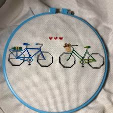 Maybe you would like to learn more about one of these? Fo My First Ever Cross Stitch It S Super Simple But I M Proud Of It The Pattern Is Called Bike Date From The Book Improper Cross Stitch By Haley Pierson Cox Crossstitch