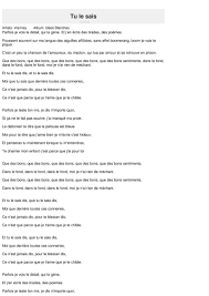 Download and listen online tu le sais by vianney. Paroles De You Know Tu Sais Vianney Vianney