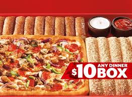 Pizza Hut Deal 10 Any Dinner Box Includes Medium Pizza With Any Toppings 5 Freshly Baked Breadsticks And 10 Cinnamon Sticks Li Dinner Box Food Pizza Hut