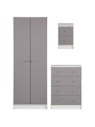 Shop wayfair.co.uk for a zillion things home across all styles and budgets. Mmptn 4 Piece Bedroom Set 2x Bedside Drawers 3 Door Wardrobe Grey Bedroom Wardrobe Sets Home Kitchen Mymobileindia Com