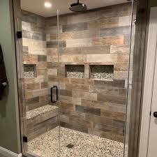 Custom Shower And Tile Floor With Radiant Heat By Precisionflooring Stone Check Out Our Custom Rustic Bathroom Shower Master Bathroom Shower Shower Tile