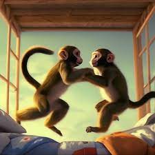 Две обезьянки прыгали в кровати ода…» — создано в Шедевруме