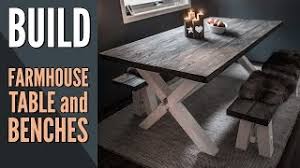 It includes one table, two chairs, and 2 bench, all made from a blend of solid and engineered wood in a toffee brown finish. Making A Farmhouse Table And Two Benches Youtube