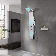 Its round rain showerhead and a hand shower with a. Shower Panel System Stainless Steel Curved