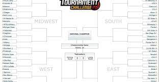A march madness bracket is divided up into four parts which represents the four regions that will be contested. New Record 8 15 Million Brackets In Espn Com S Men S Tournament Challenge Game Espn Press Room U S