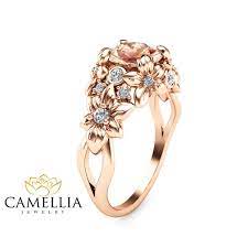 Camelliajewelry Rose Engagement Ring Art Nouveau Engagement Ring Wedding Rings Engagement