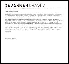 Health Care Aide Cover Letter Sample Cover Letter Templates Examples