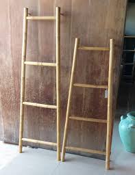This bamboo ladder rack is uniquely designed to be used indoor as a towel rack or as a decorator piece. Bamboo Ladder Rack Thai A Shape Zee Zee Interior
