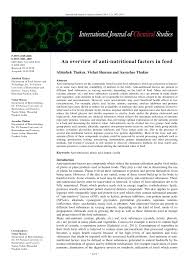 Pdf An Overview Of Anti Nutritional Factors In Food