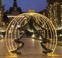 LED Christmas Tree Outdoor Decoration 3D Gold Arch Motif Lights