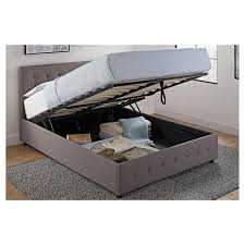 full selma upholstered bed with storage gray linen room joy in 2021 upholstered storage upholstered beds upholstered panel bed