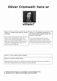 Oliver Cromwell Hero Or Villain Worksheet Lesson Resource