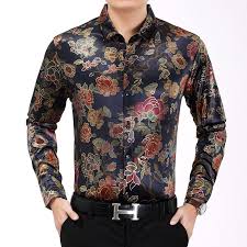 Black And Pink Floral Shirt Mens Mens Paisley Shirts Vintage Palace Flowers Printed Shirts Male Slim Fit Long Sleeve Retro Chinese Style Mens Paisley Shirts Mens Printed Shirts Printed Shirts