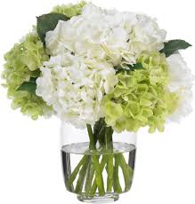 Substantially delicate is the perfect phrase to describe this beautiful faux hydrangea and vase set. Hydrangea Image Hydrangea Arrangements Hydrangea Flower Arrangements White Hydrangea