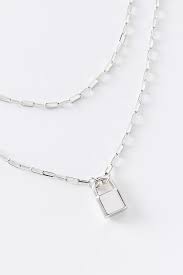 Modern Lock Layer Necklace Lock Necklace Layered Necklaces Layered Necklaces Silver