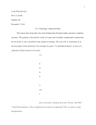 Ee Cummings Clamored Order