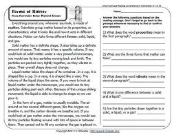 Free printable reading comprehension worksheets for grade 1 to grade 5. Properties Of Matter Reading Comprehension Worksheets For 5th Graders 1 Reading Comprehension Worksheets Sixth Grade Reading Comprehension Worksheets