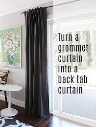 How To Turn A Grommet Top Curtain Into A Back Tab Curtain Diy Curtains Homemade Curtains Tab Curtains Diy