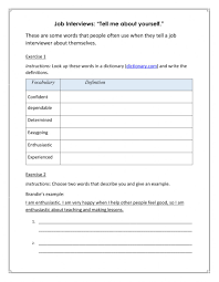 Tell me about yourself for fresher sample answer: Job Tell Me About Yourself Worksheet