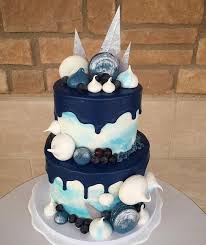 Black And White Drip Cake Ideas Beautiful Navy Light Blue And White Drip Cake For A Baby Shower Flourshoptx Drip Cakes Blue Drip Cake Novelty Birthday Cakes