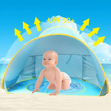 Baby Strandzelt Oummit Pop Up Strandmuschel Mit Strand Pool Automatik Strandmuschel Mit Boden Sonnenschutz Uv Schutz 50 Seh Strand Pool Babyzelt Urlaub Strand