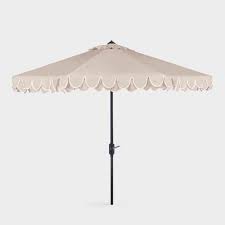 Natural Double Scallop 9 Ft Tilting Outdoor Umbrella V1 Outdoor Umbrella Outdoor Patio Umbrellas Patio Umbrella