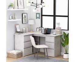 So if you're planning to make your own polished concrete desk, feel free to change the layout it has two shelf/drawer cabinets ant the ends supporting a center frame with a pencil drawer. Vidaxl Angle Desk With Drawers Concrete Grey Ab 140 59 Preisvergleich Bei Idealo De