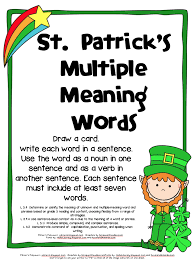 Pitner S Potpourri St Patrick S Multiple Meaning Words Freebie Multiple Meaning Words Words Ela Writing