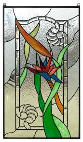 20 X34 Stained Glass Window Panel Strelizia Reginae Bird Of Paradise Traditional Stained Glass Panels By Three Mountain International Inc Houzz